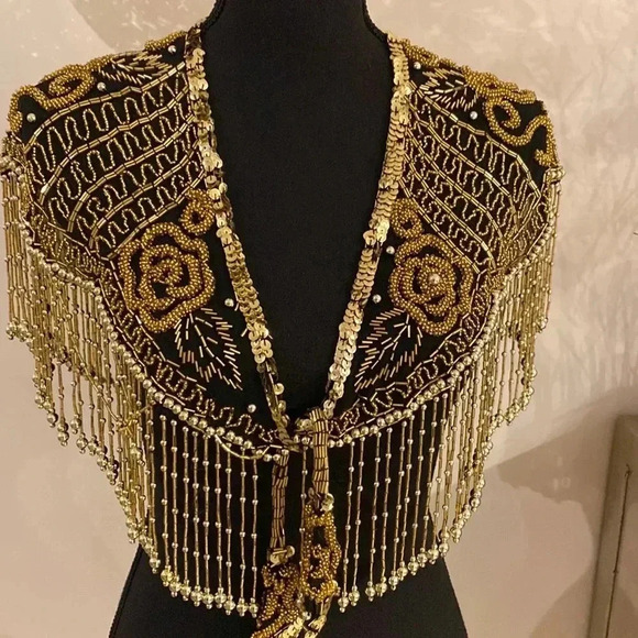 𝅺BONTESSA Absolutely gorgeous 💯 %silk beaded wrap - Picture 1 of 5